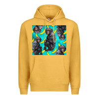 Mustard Chimpanzee And Banana Premium Hoodie - LillyAllenDesigns