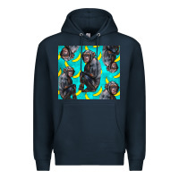 Navy Chimpanzee And Banana Premium Hoodie - LillyAllenDesigns