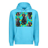Ocean Blue Chimpanzee And Banana Premium Hoodie - LillyAllenDesigns