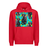 Red Chimpanzee And Banana Premium Hoodie - LillyAllenDesigns