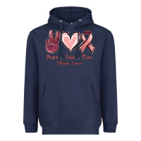 Navy Peace love cure Uterine Cancer Heavyweight Hoodie - NancyCooperArtShop