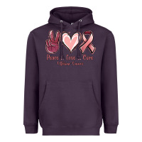 Plum Peace love cure Uterine Cancer Heavyweight Hoodie - NancyCooperArtShop