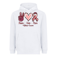 White Peace love cure Uterine Cancer Heavyweight Hoodie - NancyCooperArtShop