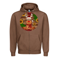 Chestnut Cute reindeer Christmas Zipper Hoodie - Jasminsmagicworld