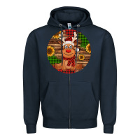 Navy Cute reindeer Christmas Zipper Hoodie - Jasminsmagicworld