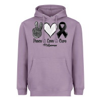 Lavender Peace love cure Melanoma Cancer Heavyweight Hoodie - NancyCooperArtShop