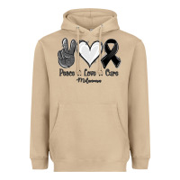 Mushroom Peace love cure Melanoma Cancer Heavyweight Hoodie - NancyCooperArtShop
