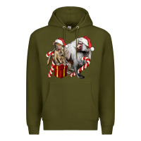 Army Green Christmas Baboon Baby And Mama Premium Hoodie - LillyAllenDesigns