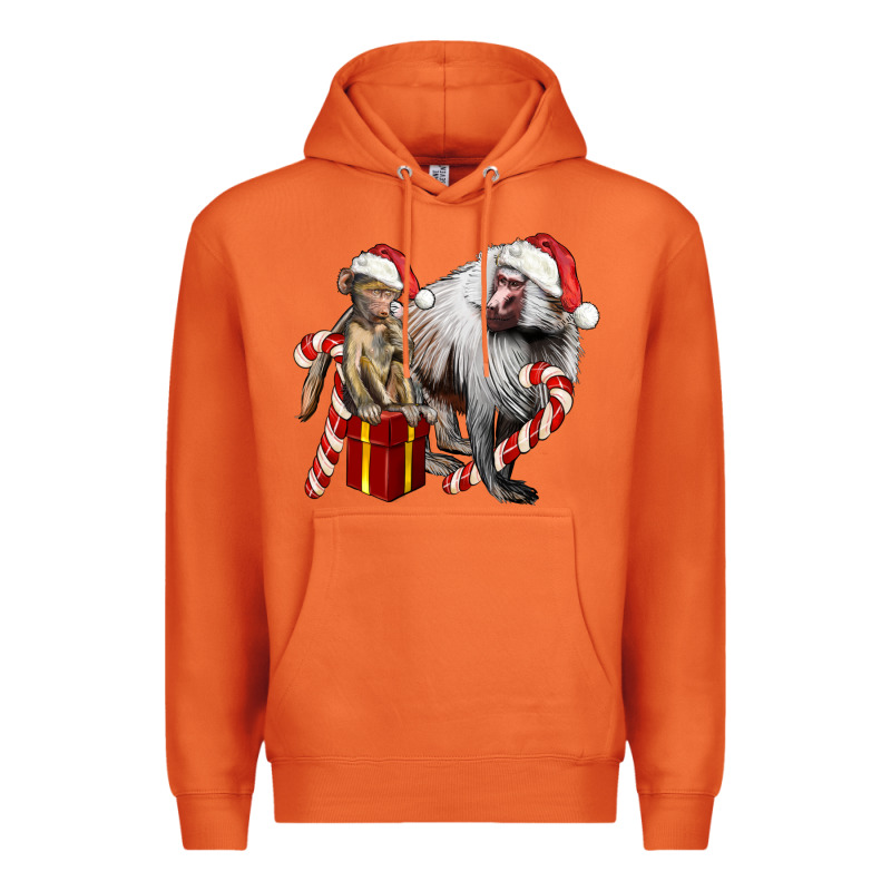 Christmas Baboon Baby And Mama Premium Hoodie by LillyAllenDesigns | Teevron