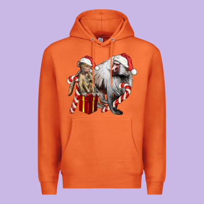 Christmas Baboon Baby And Mama Premium Hoodie Designed By Lillyallendesigns