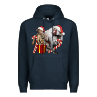 Navy Christmas Baboon Baby And Mama Premium Hoodie - LillyAllenDesigns