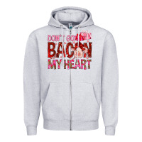 Heather Grey dont go bacon my heart Zipper Hoodie - NancyCooperArtShop