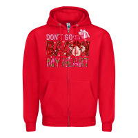 Red dont go bacon my heart Zipper Hoodie - NancyCooperArtShop