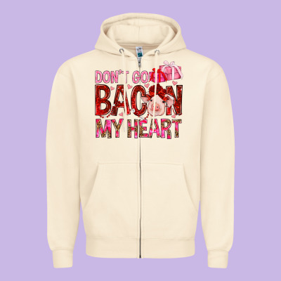 Dont Go Bacon My Heart Zipper Hoodie Designed By Nancycooperartshop