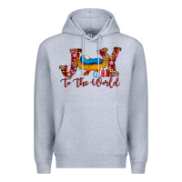 Heather Grey joy to the world Premium Hoodie - AdoDesignShop