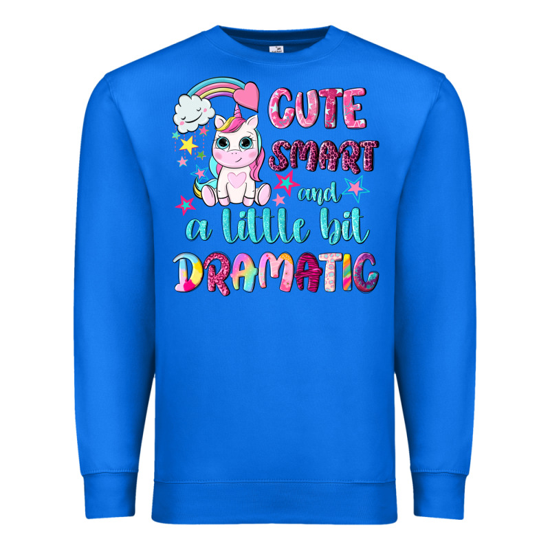 Cute Smart And A Little Bit Dramatic With Unicorn Premium Sweatshirt by NancyCooperArtShop | Teevron