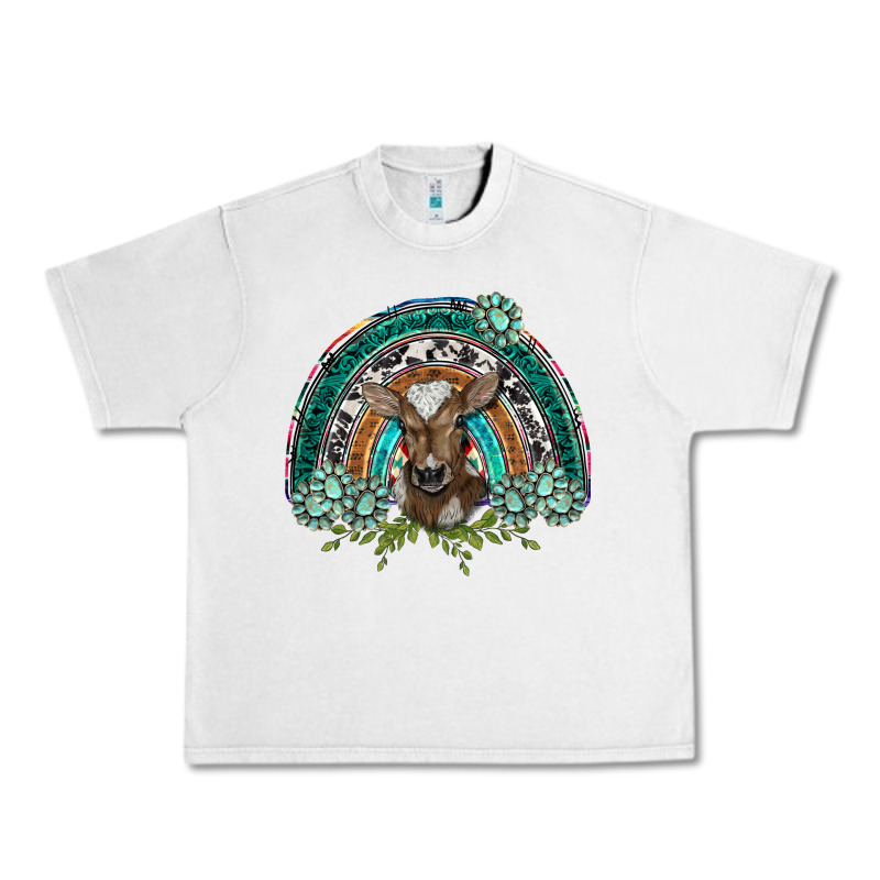 Turquoise Gemstones Brown Baby Cow  Rainbow Urban Heavy Tee by BarkalooDesign | Teevron