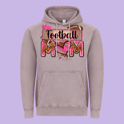 Football Mom With Leopard Vintage Hoodie Designed By Zillion Design Studio