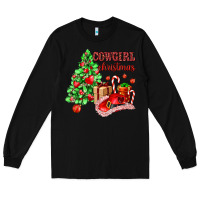Black Cowgirl Christmas Long Sleeve Tee - AdoDesignShop