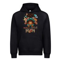 Black American Football Mom Afro Messy Bun Urban Hoodie - texasbilliewilder