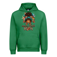 Emerald American Football Mom Afro Messy Bun Urban Hoodie - texasbilliewilder