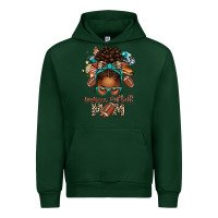 Forest Green American Football Mom Afro Messy Bun Urban Hoodie - texasbilliewilder