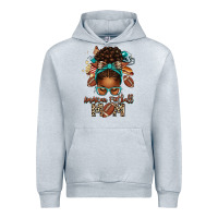 Heather Grey American Football Mom Afro Messy Bun Urban Hoodie - texasbilliewilder