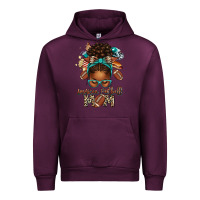 Mauve Wine American Football Mom Afro Messy Bun Urban Hoodie - texasbilliewilder