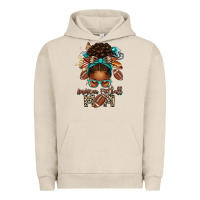 Pigment French Oak American Football Mom Afro Messy Bun Urban Hoodie - texasbilliewilder