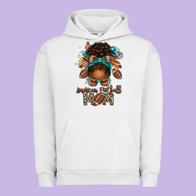 American Football Mom Afro Messy Bun Urban Hoodie Designed By Texasbilliewilder