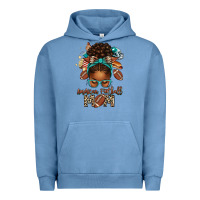 Pigment Pebble Blue American Football Mom Afro Messy Bun Urban Hoodie - texasbilliewilder