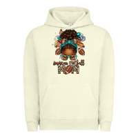 Pigment Pistachio American Football Mom Afro Messy Bun Urban Hoodie - texasbilliewilder