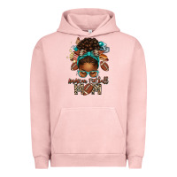 Pigment Salmon American Football Mom Afro Messy Bun Urban Hoodie - texasbilliewilder
