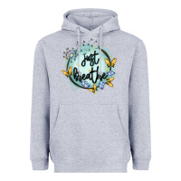 Heather Grey just breathe Heavyweight Hoodie - MaliasSmallBusiness
