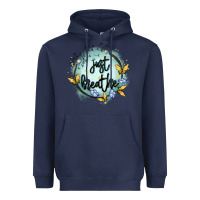 Navy just breathe Heavyweight Hoodie - MaliasSmallBusiness