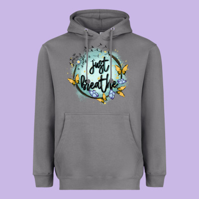 Just Breathe Heavyweight Hoodie Designed By Maliassmallbusiness