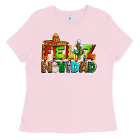 Bubblegum Pink feliz navidad sombrero Ladies Tee - AdoDesignShop