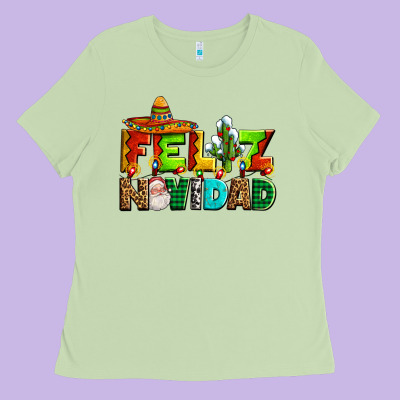 Feliz Navidad Sombrero Ladies Tee Designed By Adodesignshop