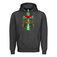 Charcoal Heather cross faith Zipper Hoodie - BarkalooDesign