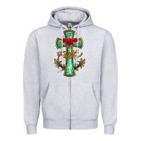 Heather Grey cross faith Zipper Hoodie - BarkalooDesign