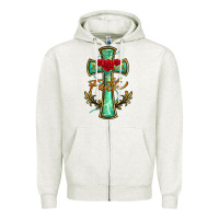 Oatmeal Heather cross faith Zipper Hoodie - BarkalooDesign