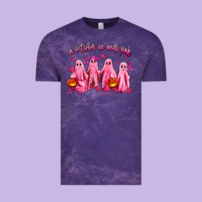 In October We Wear Pink Ghosts Vintage Tee Designed By Adodesignshop