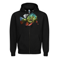 Black Peacock Bass Illustrations Zipper Hoodie - LillyAllenDesigns