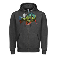 Charcoal Heather Peacock Bass Illustrations Zipper Hoodie - LillyAllenDesigns