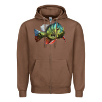 Chestnut Peacock Bass Illustrations Zipper Hoodie - LillyAllenDesigns