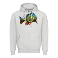 Dove Grey Peacock Bass Illustrations Zipper Hoodie - LillyAllenDesigns