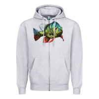 Heather Grey Peacock Bass Illustrations Zipper Hoodie - LillyAllenDesigns