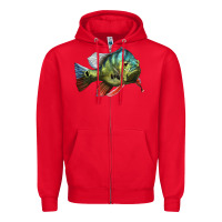 Red Peacock Bass Illustrations Zipper Hoodie - LillyAllenDesigns