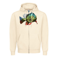 Sandshell Peacock Bass Illustrations Zipper Hoodie - LillyAllenDesigns