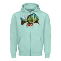 Seafoam Peacock Bass Illustrations Zipper Hoodie - LillyAllenDesigns